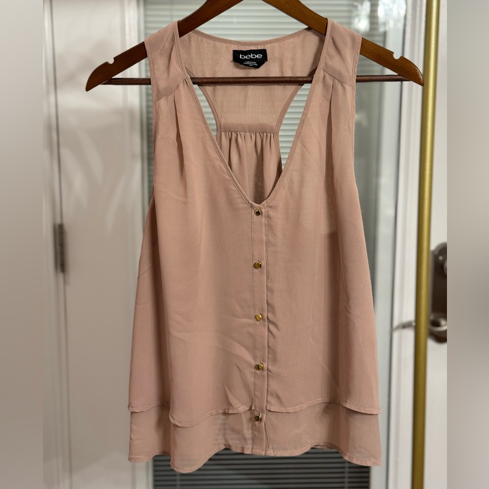 BEBE • Blush Button-Down Tank Top